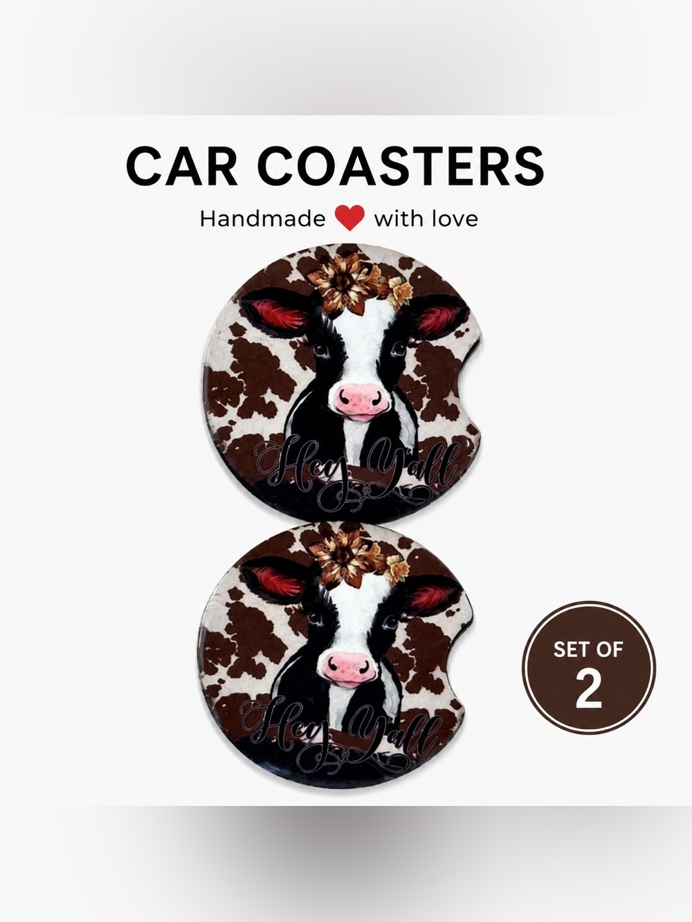 Adorable cow car coasters